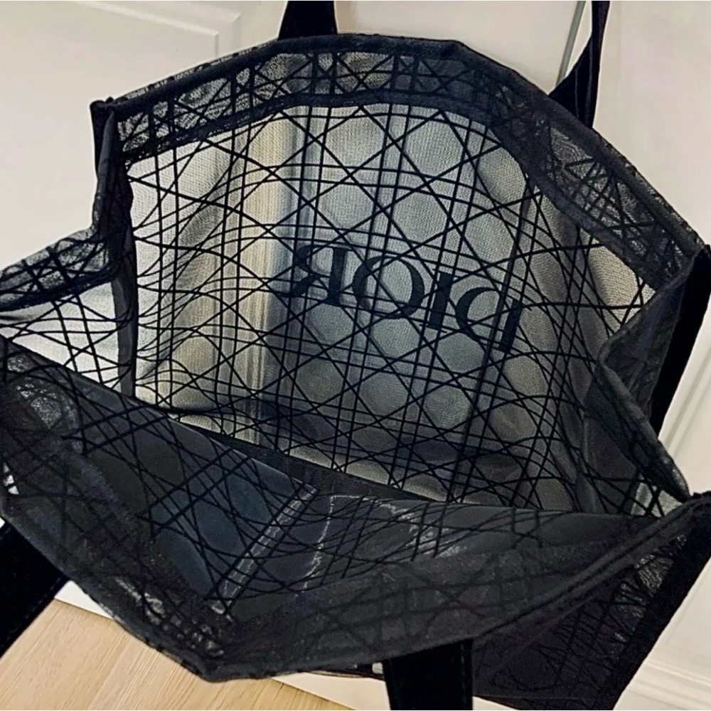 Bundle of Dior Black Mesh Tote with matching Pouch - Picture 5 of 14